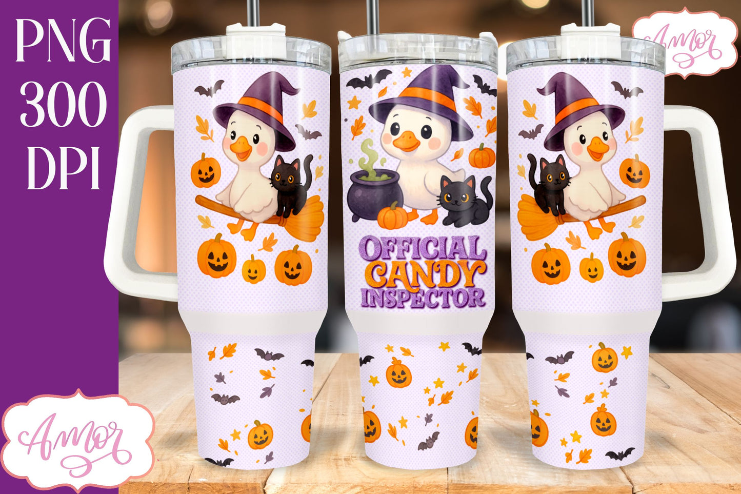 Candy inspector 40oz tumbler wrap PNG, Halloween goose PNG