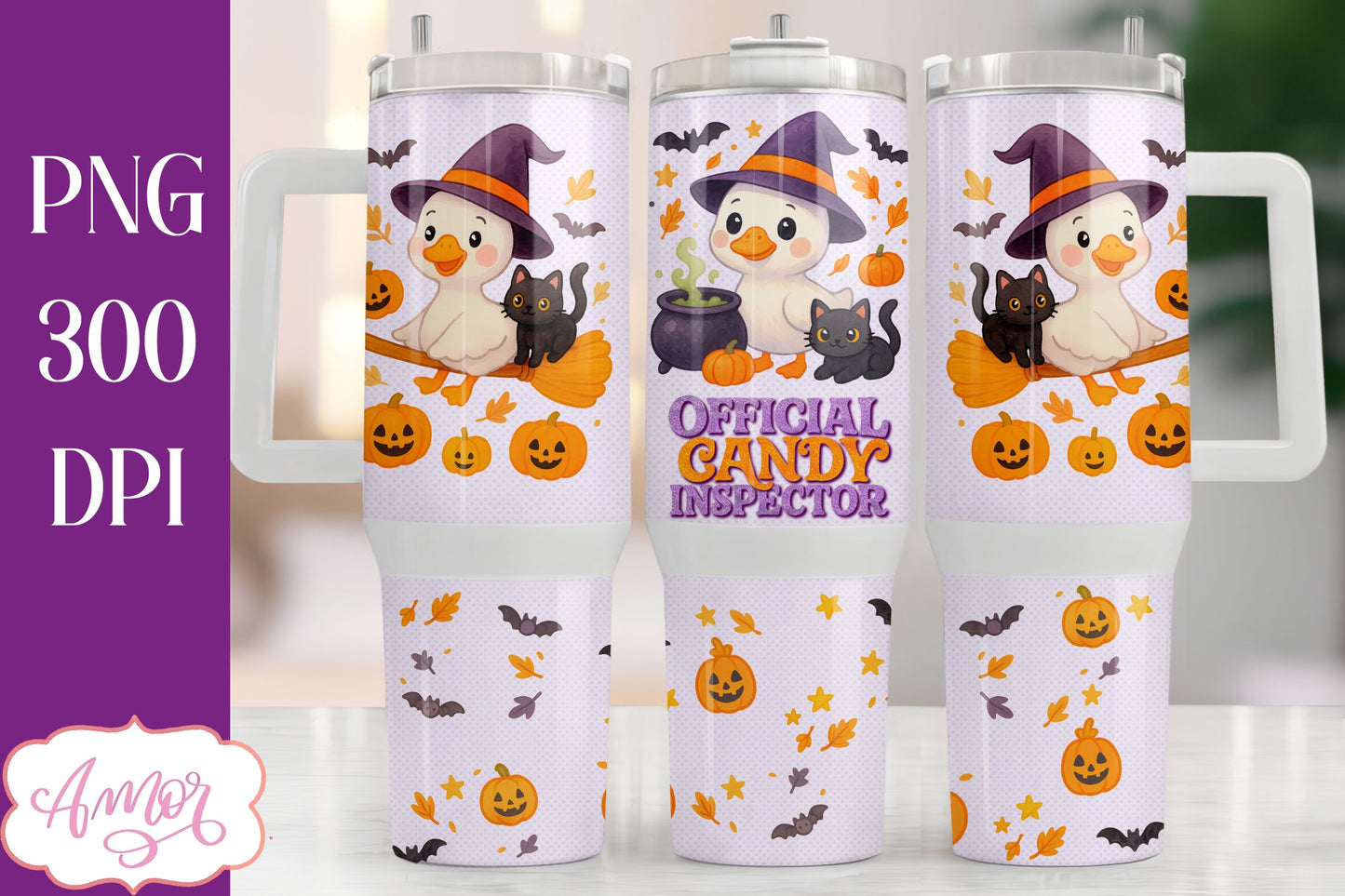 Candy inspector 40oz tumbler wrap PNG, Halloween goose PNG