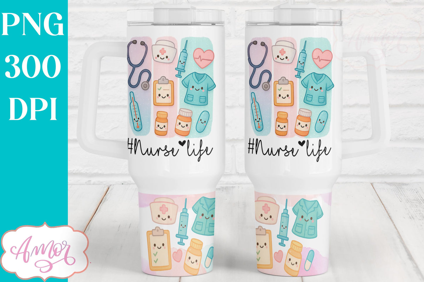 Nurse life 40oz tumbler wrap sublimation PNG, Nurse Tumbler
