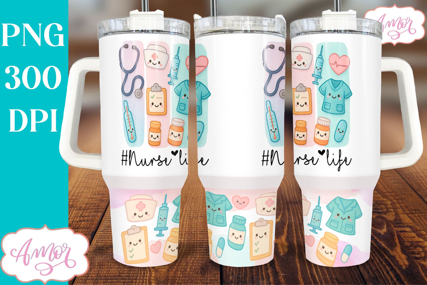 Nurse life 40oz tumbler wrap sublimation PNG, Nurse Tumbler