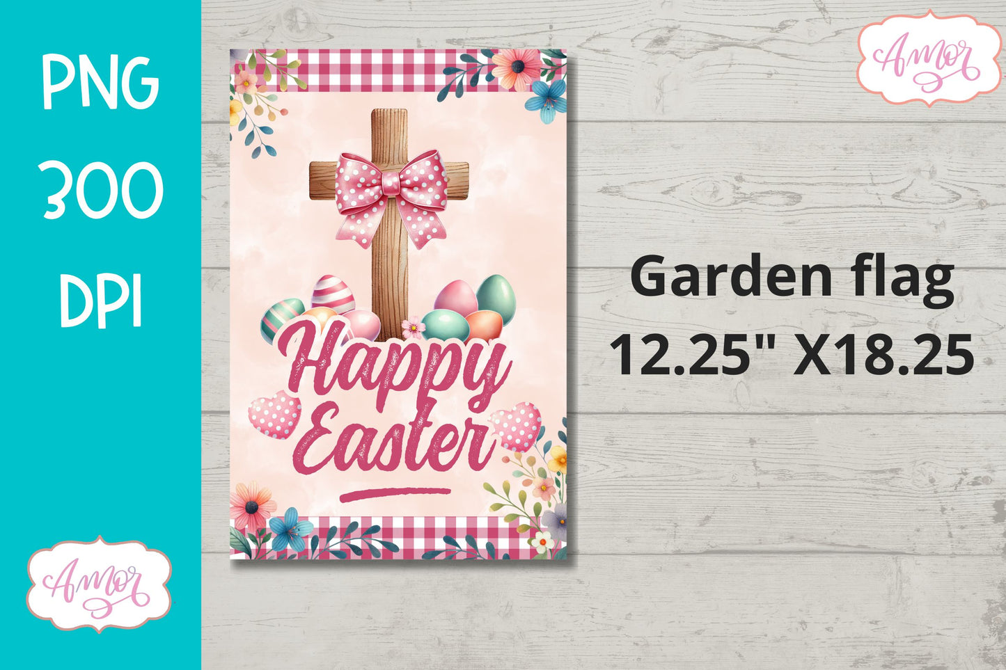 Happy Easter Garden Flag sublimation PNG