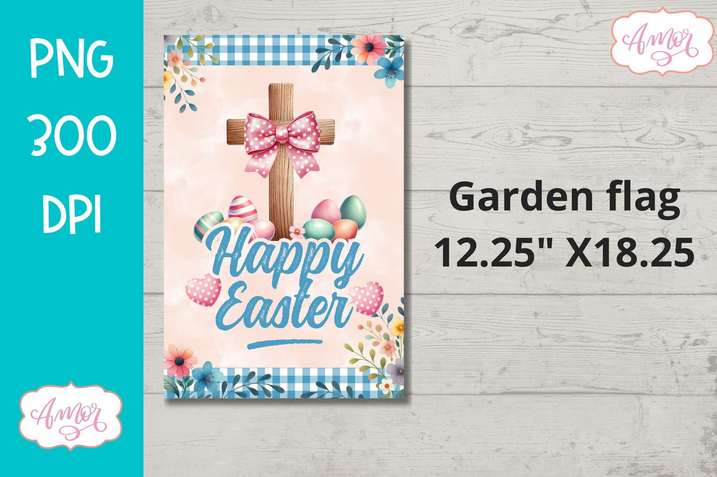 Happy Easter Garden Flag sublimation PNG