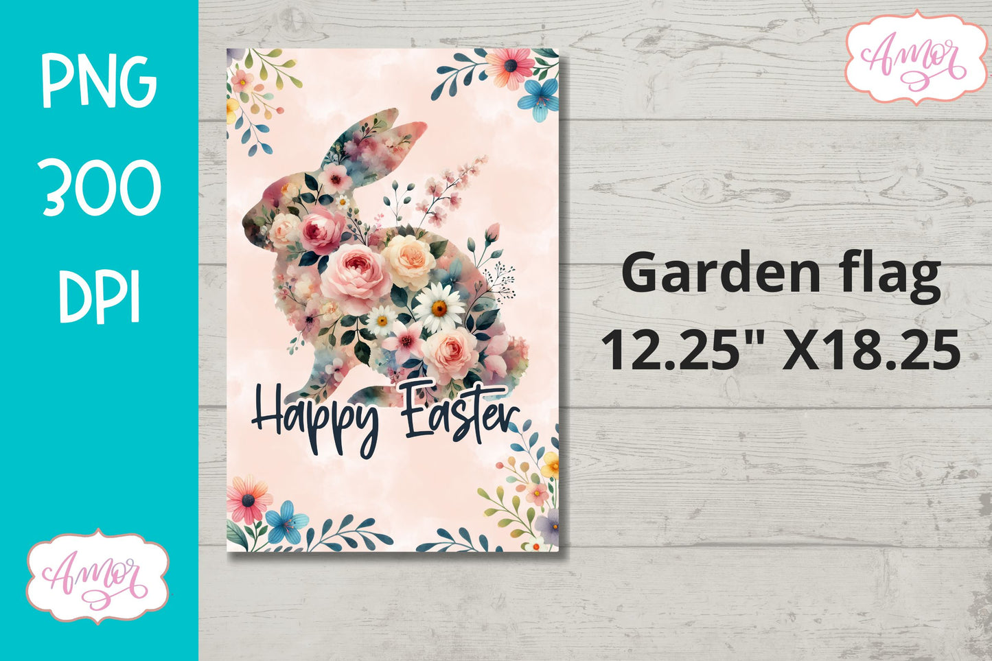 Happy Easter Garden Flag sublimation PNG