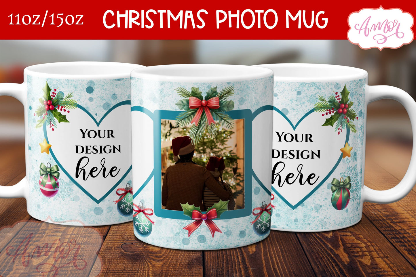 BUNDLE Christmas Photo Mug Wrap PNG Sublimation