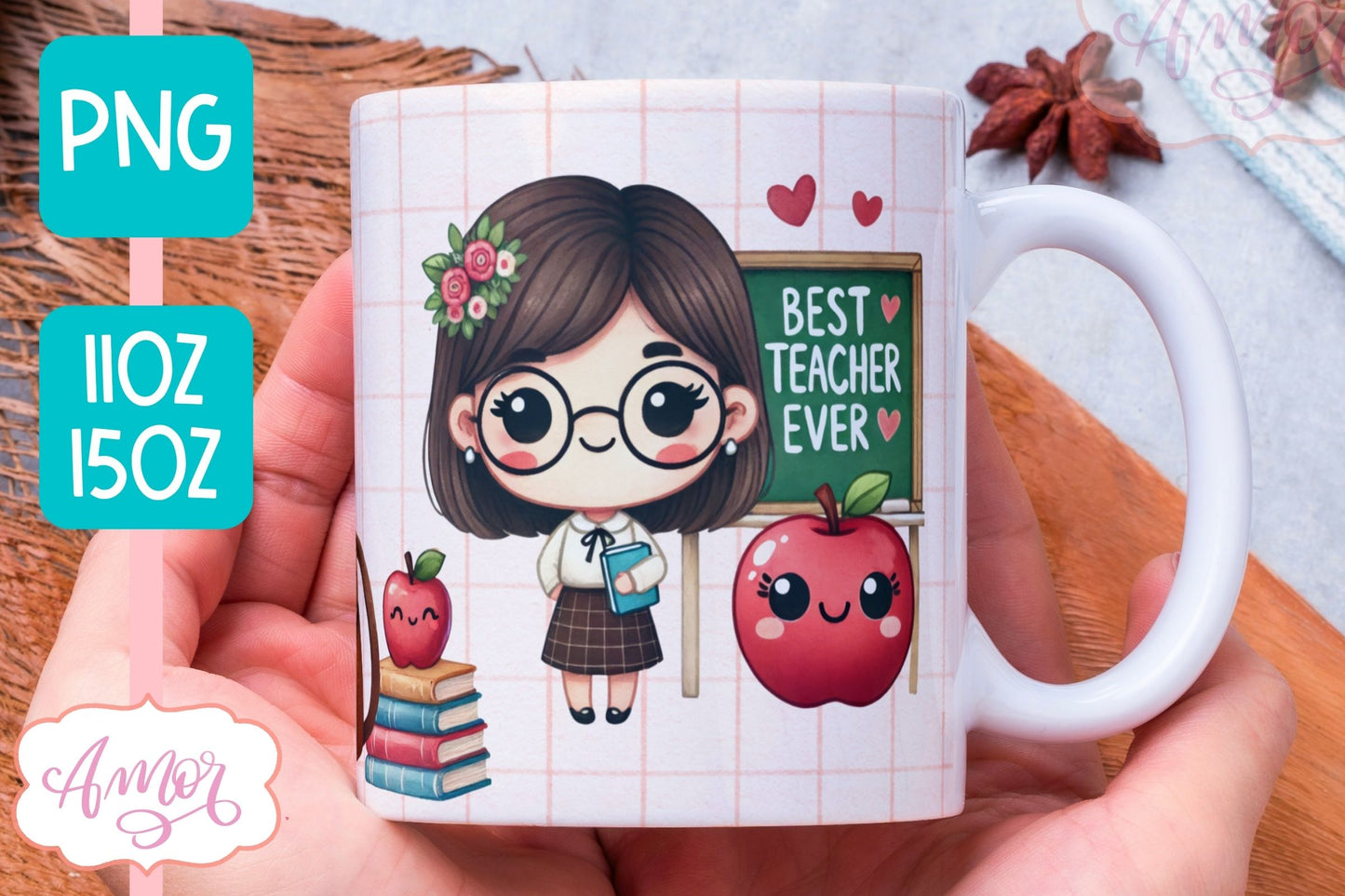 Best Teacher Ever Mug Wrap for Sublimation BUNDLE