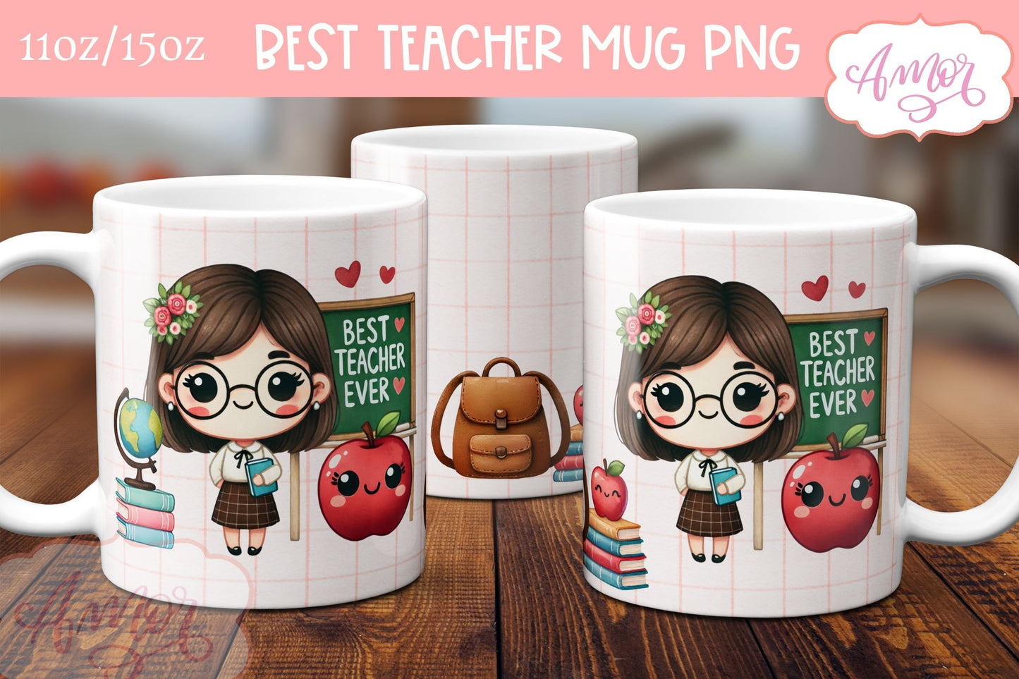 Best Teacher Ever Mug Wrap for Sublimation BUNDLE