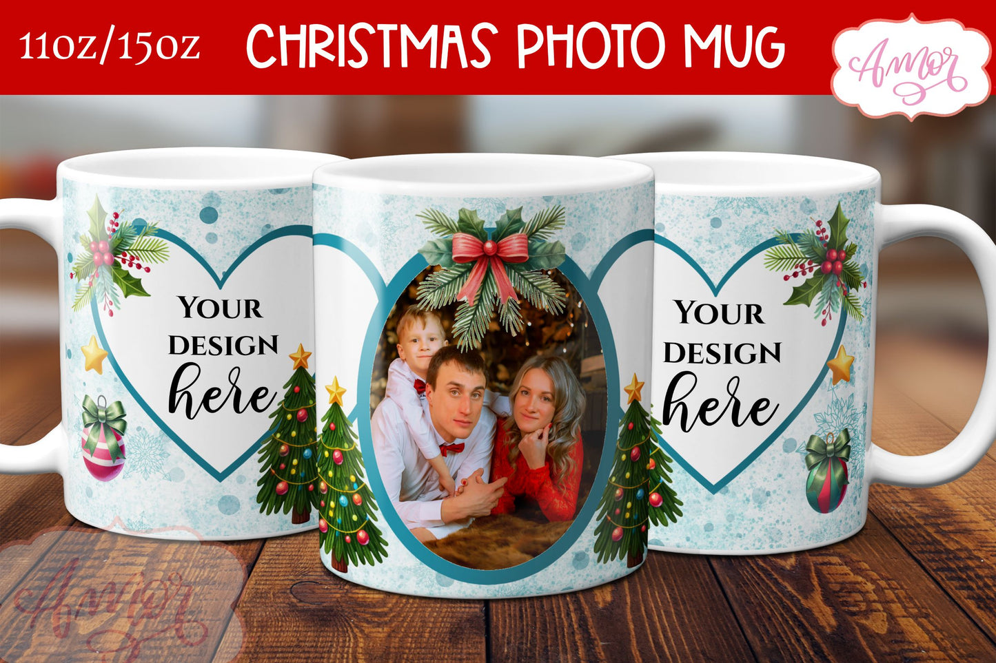 BUNDLE Christmas Photo Mug Wrap PNG Sublimation