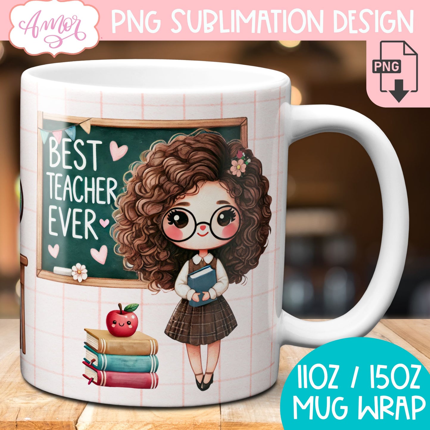 Best Teacher Ever Mug Wrap for Sublimation BUNDLE