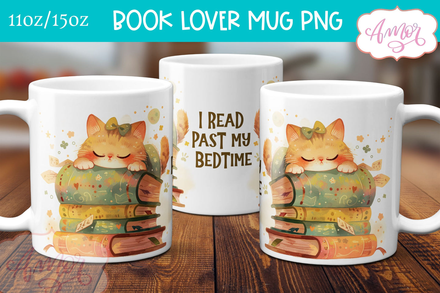 Book lover mug wrap sublimation PNG | I read past my bedtime