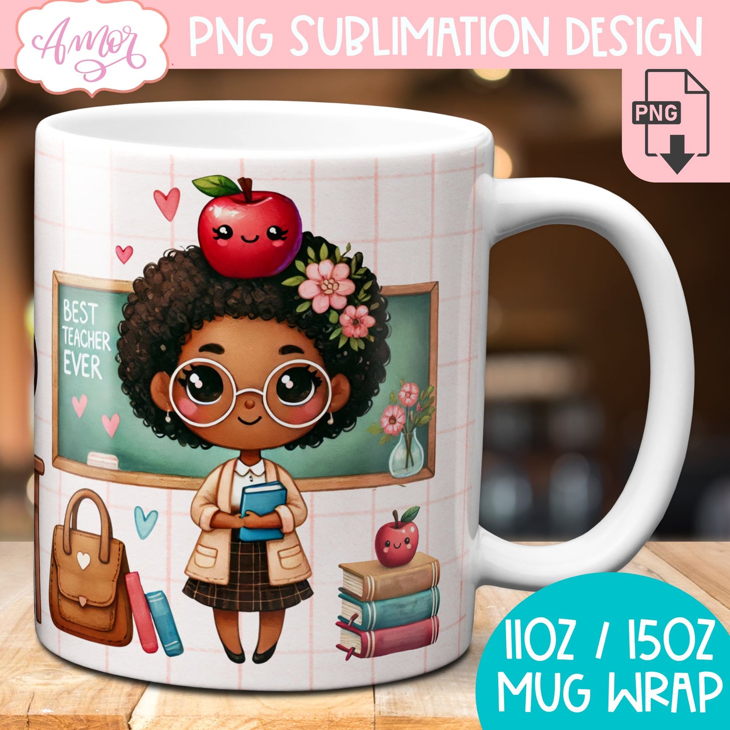 Best Teacher Ever Mug Wrap for Sublimation BUNDLE
