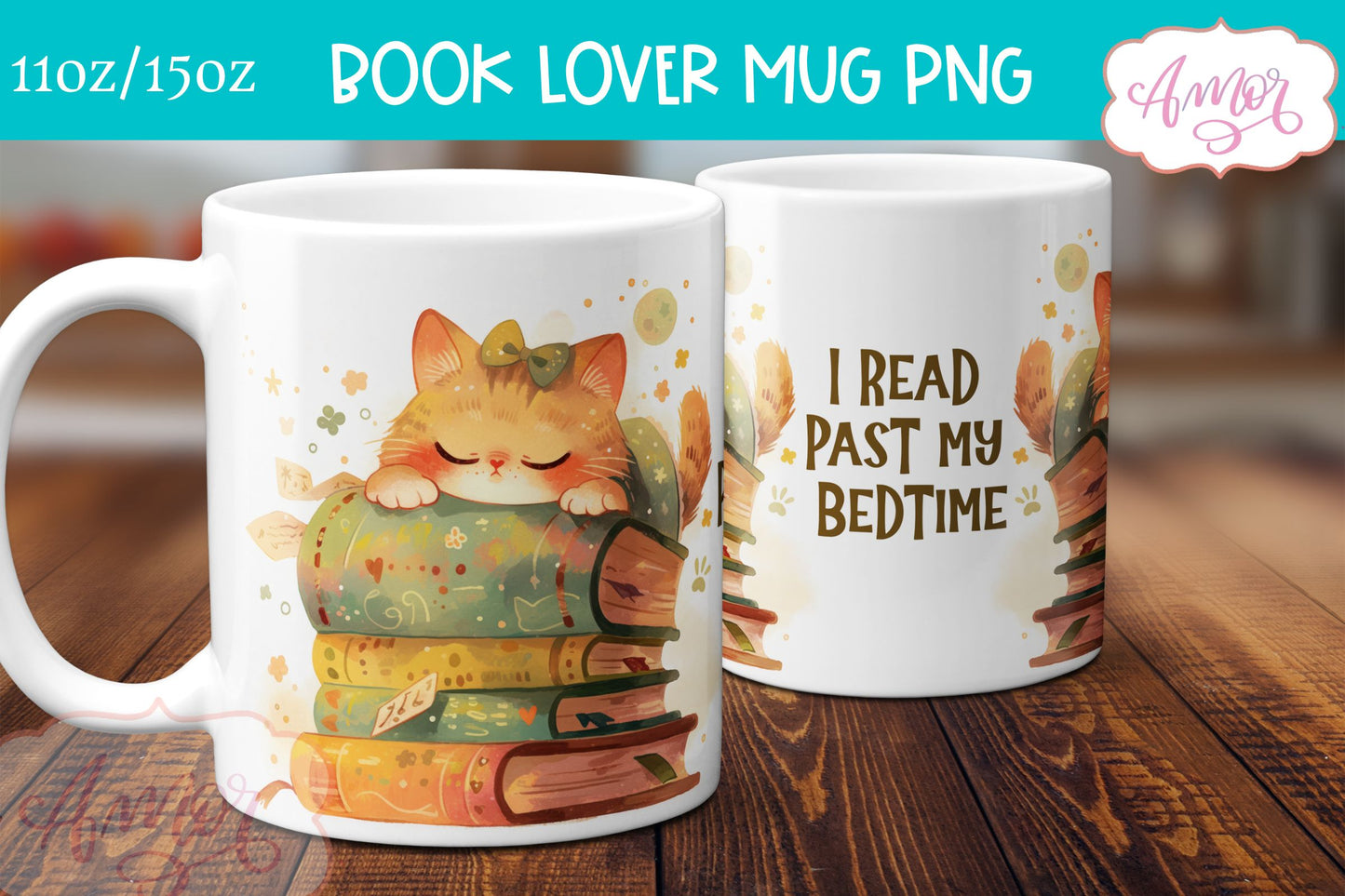 Book lover mug wrap sublimation PNG | I read past my bedtime