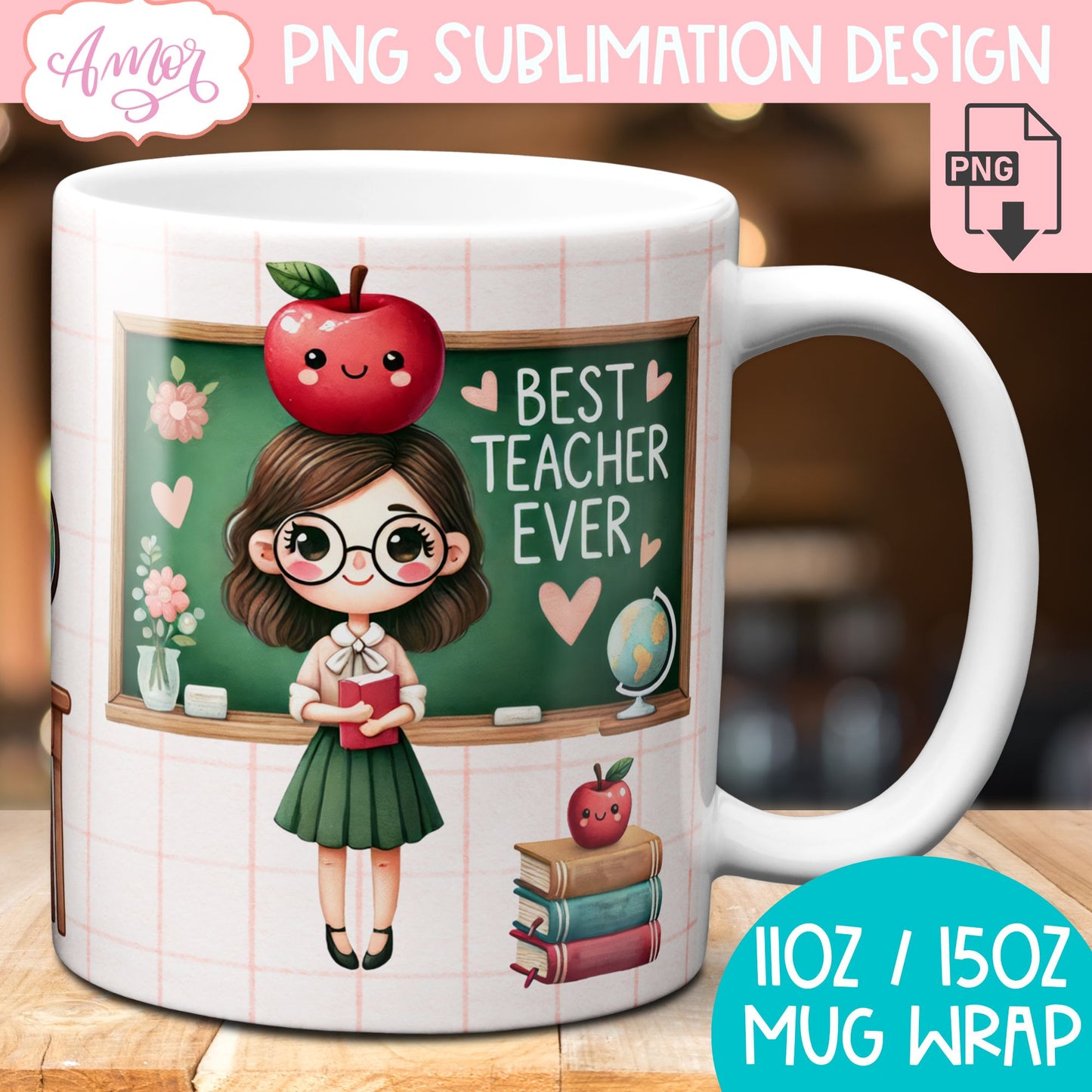 Best Teacher Ever Mug Wrap for Sublimation BUNDLE