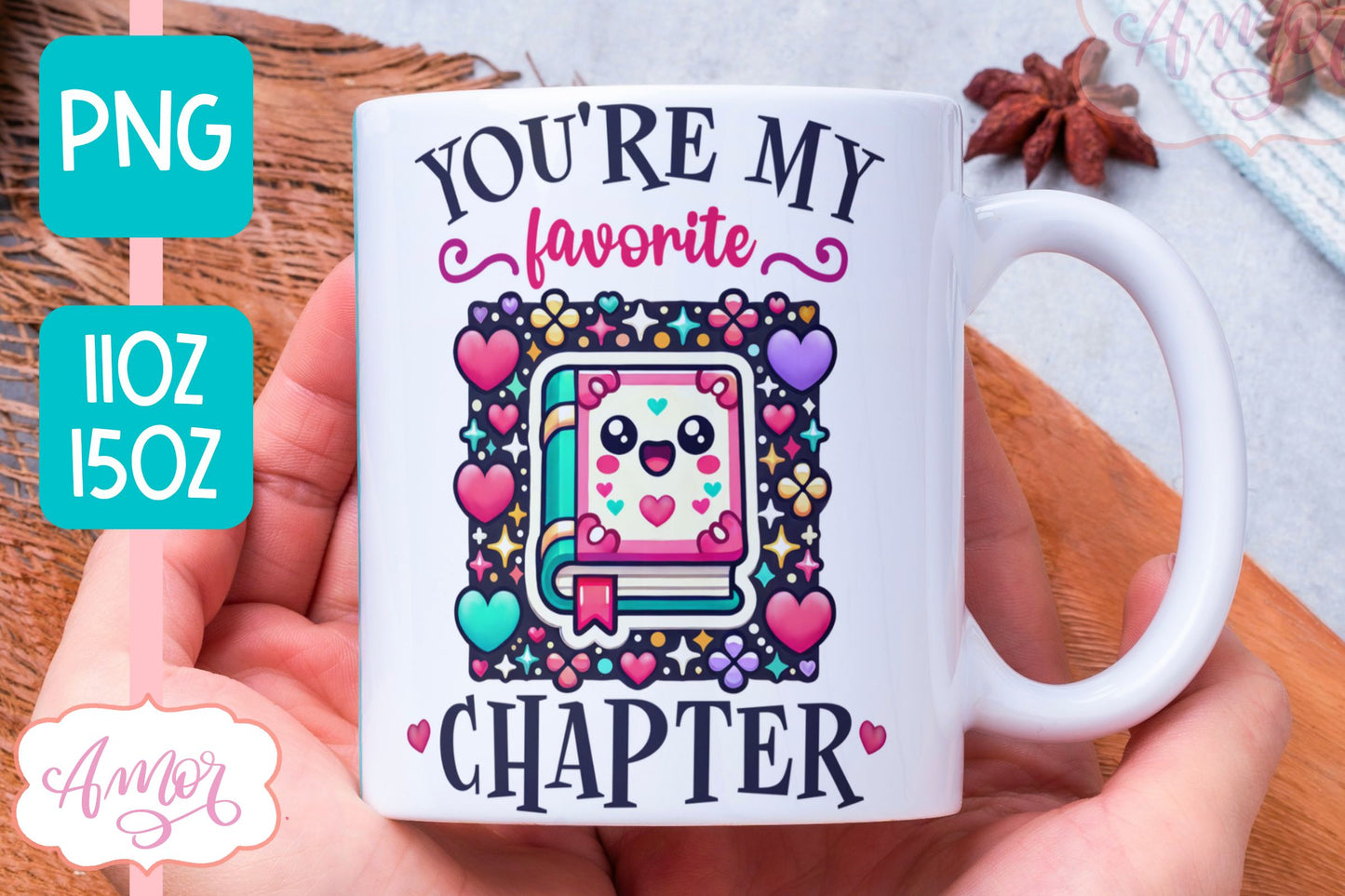 Book lover mug wrap sublimation PNG