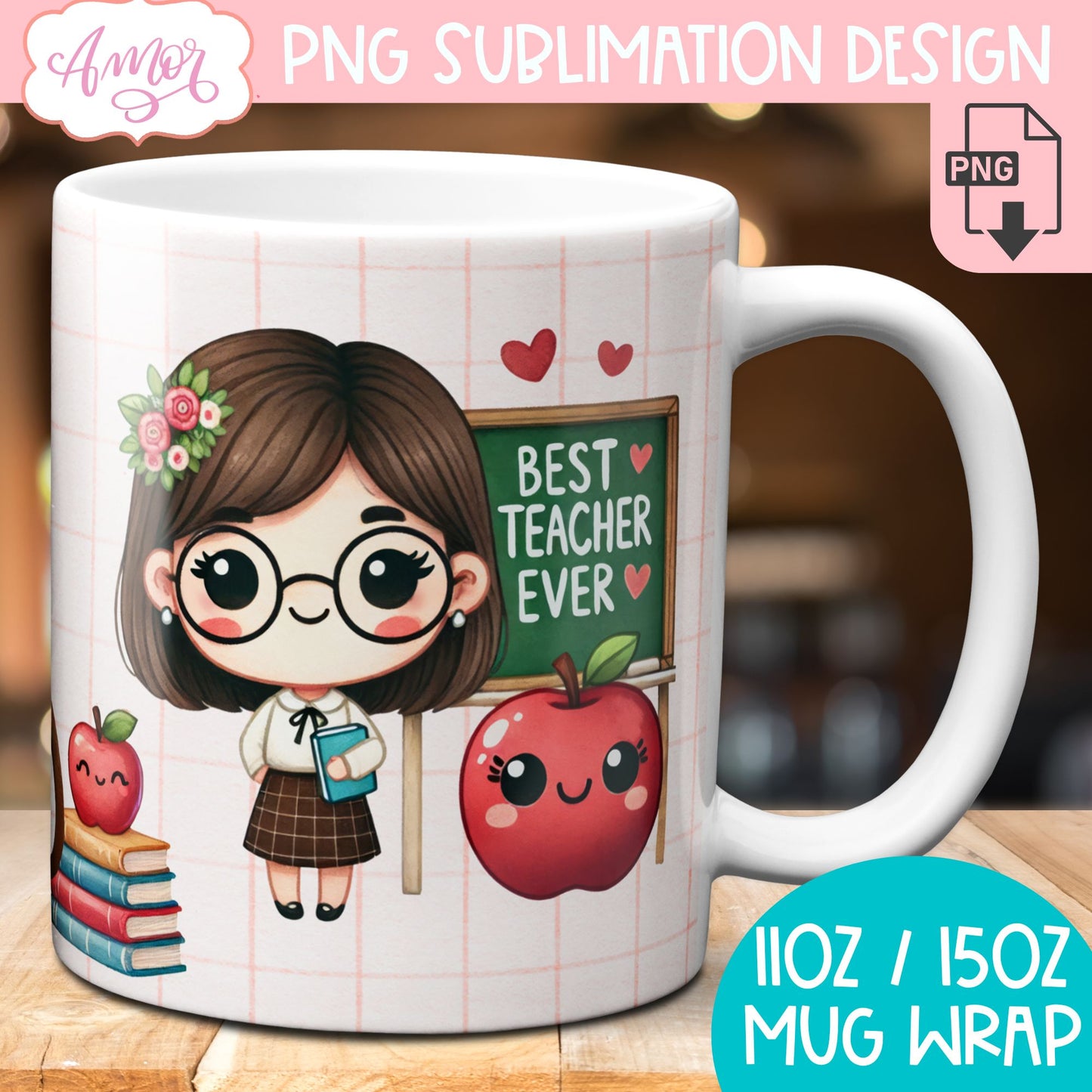 Best Teacher Ever Mug Wrap for Sublimation BUNDLE