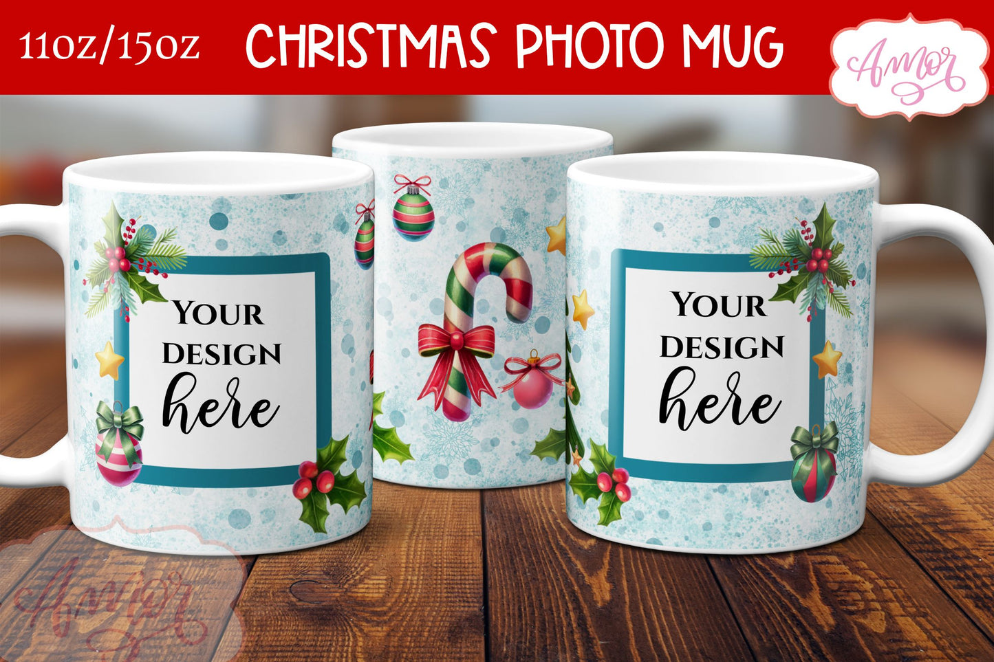 BUNDLE Christmas Photo Mug Wrap PNG Sublimation
