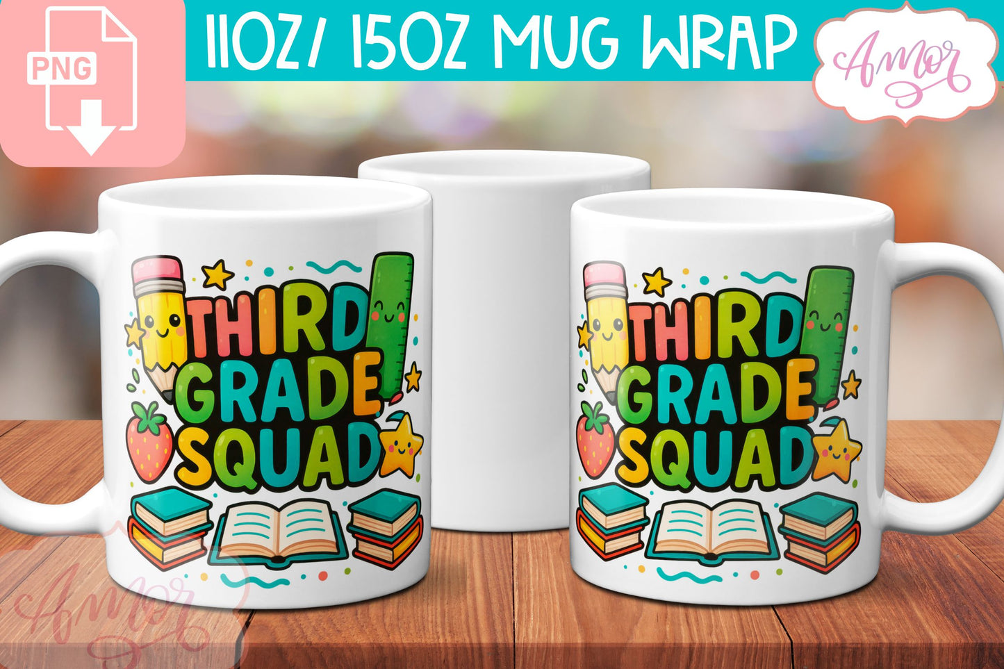 BUNDLE Cute Teacher mug Wraps PNG, cute school mugs template