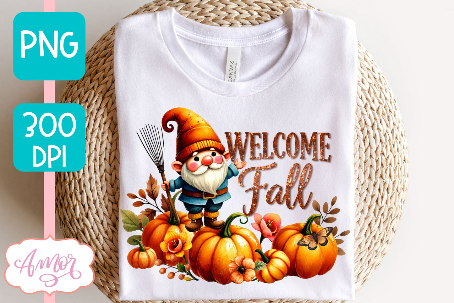 Welcome fall sublimation PNG | cute fall gnome PNG design
