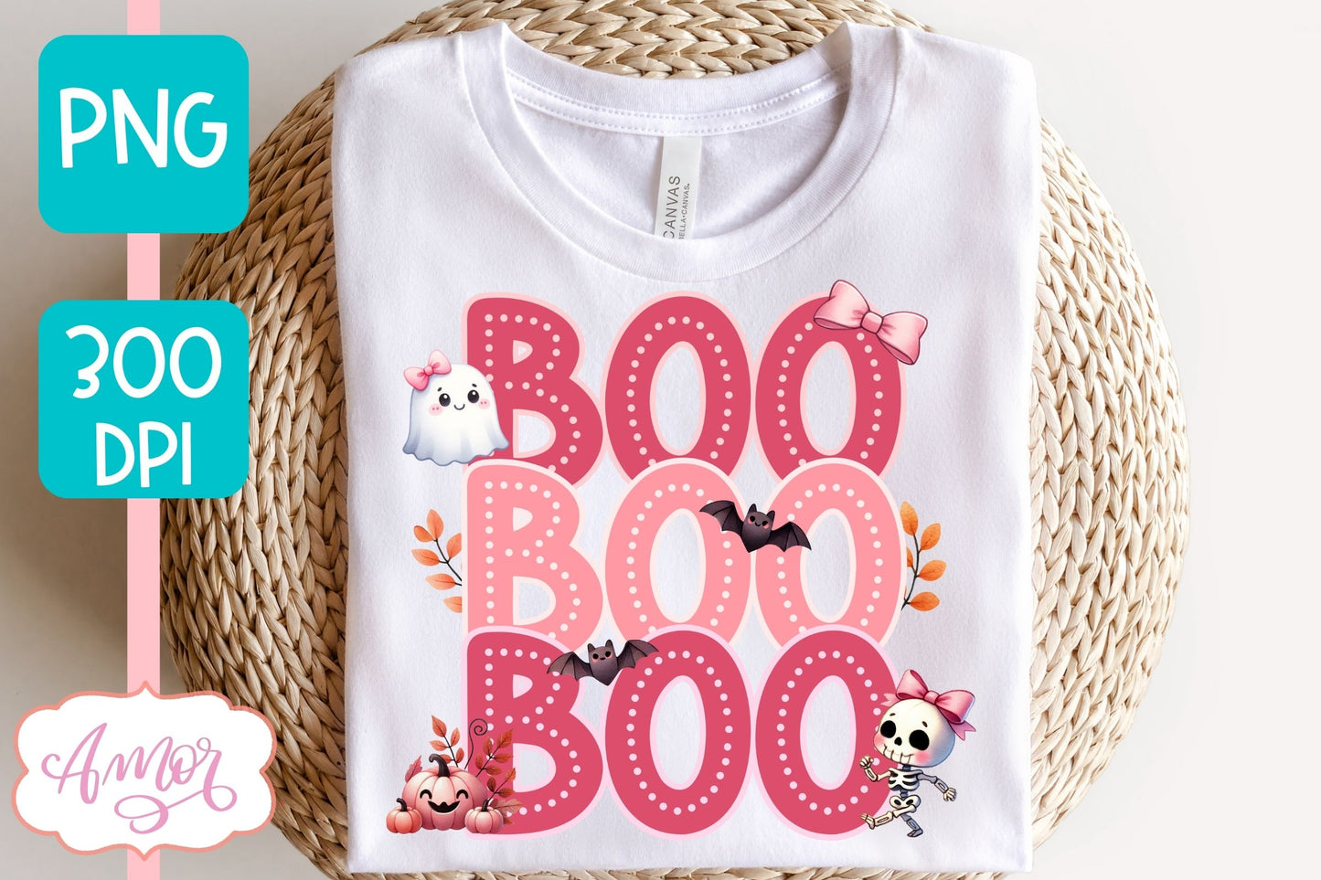 Boo shirt PNG for sublimation | Cute Pink Halloween PNG