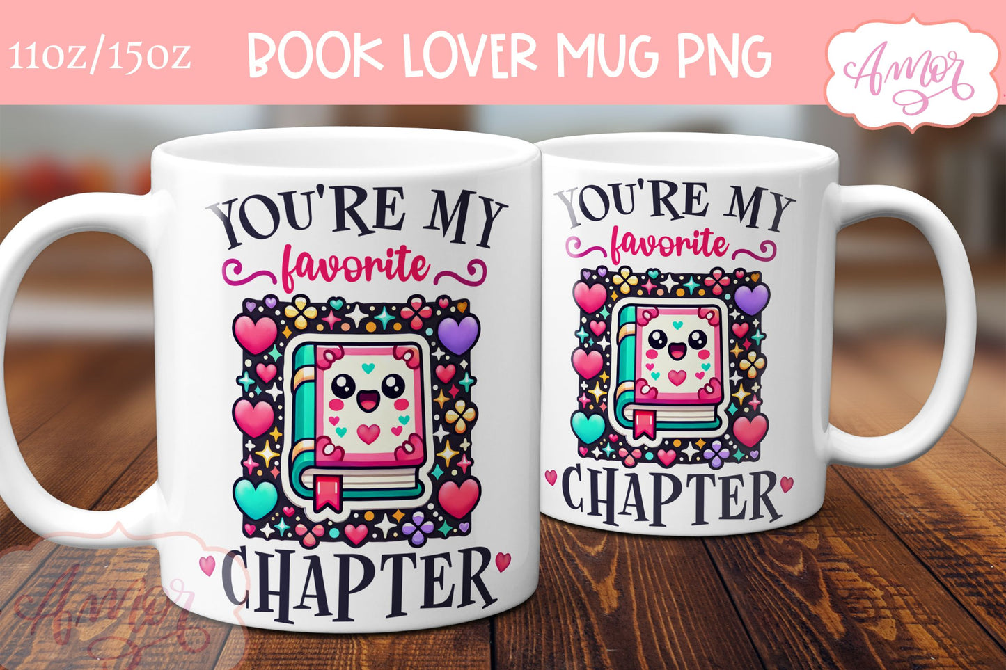 Book lover mug wrap sublimation PNG