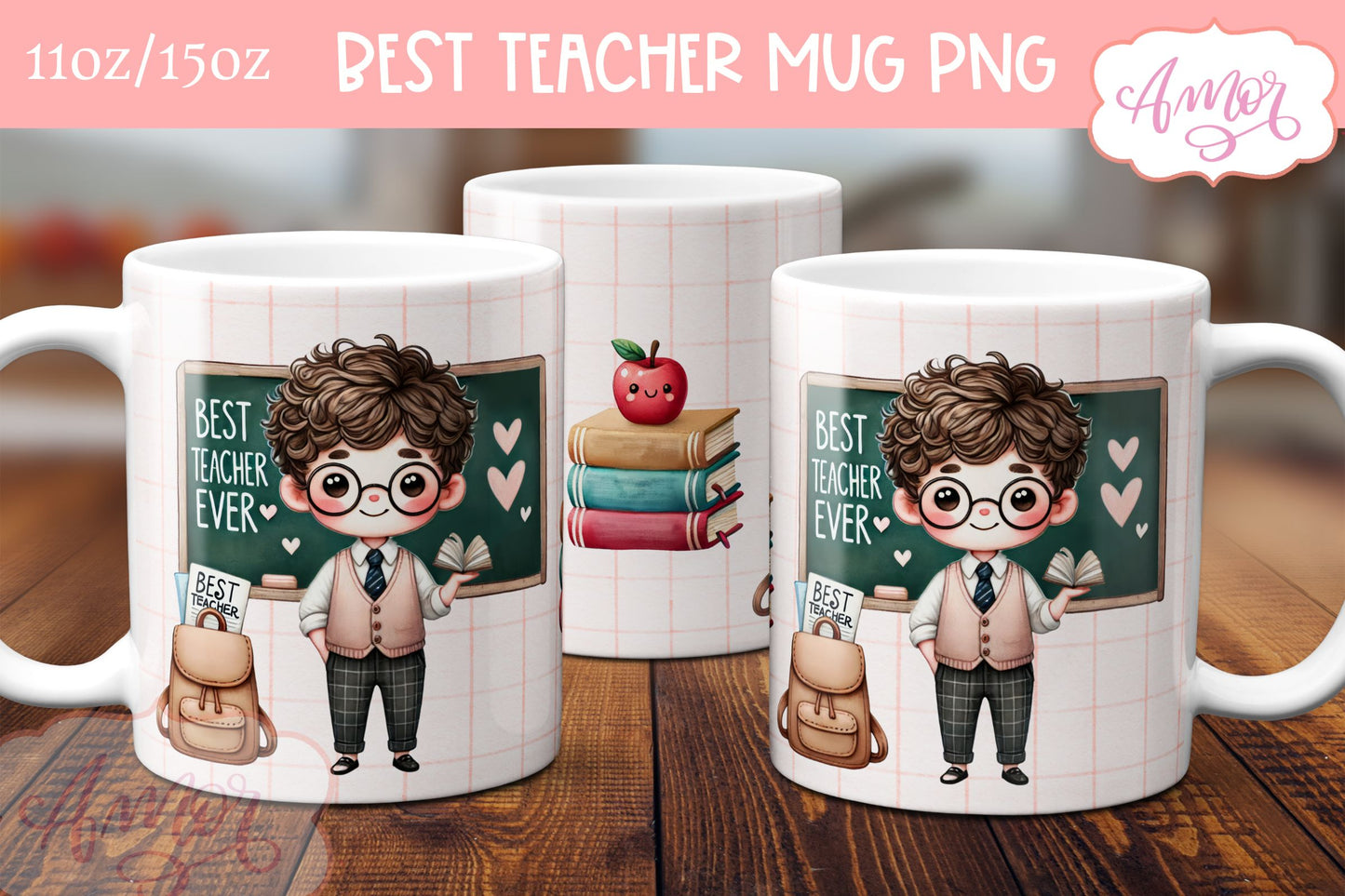 Best Teacher Ever Mug Wrap for Sublimation BUNDLE