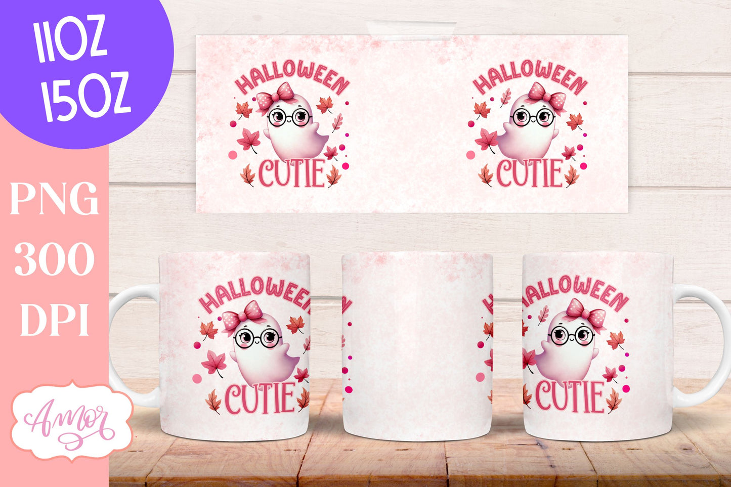 Halloween cutie mug wrap sublimation PNG | Pink Halloween mug