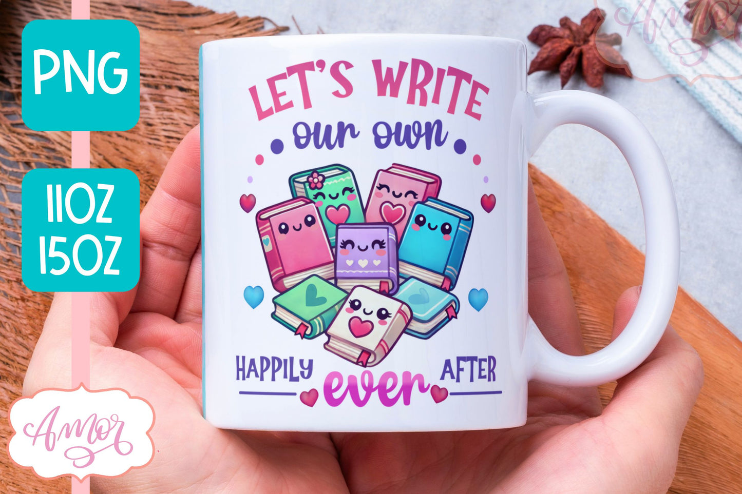 Book lover mug wrap sublimation PNG