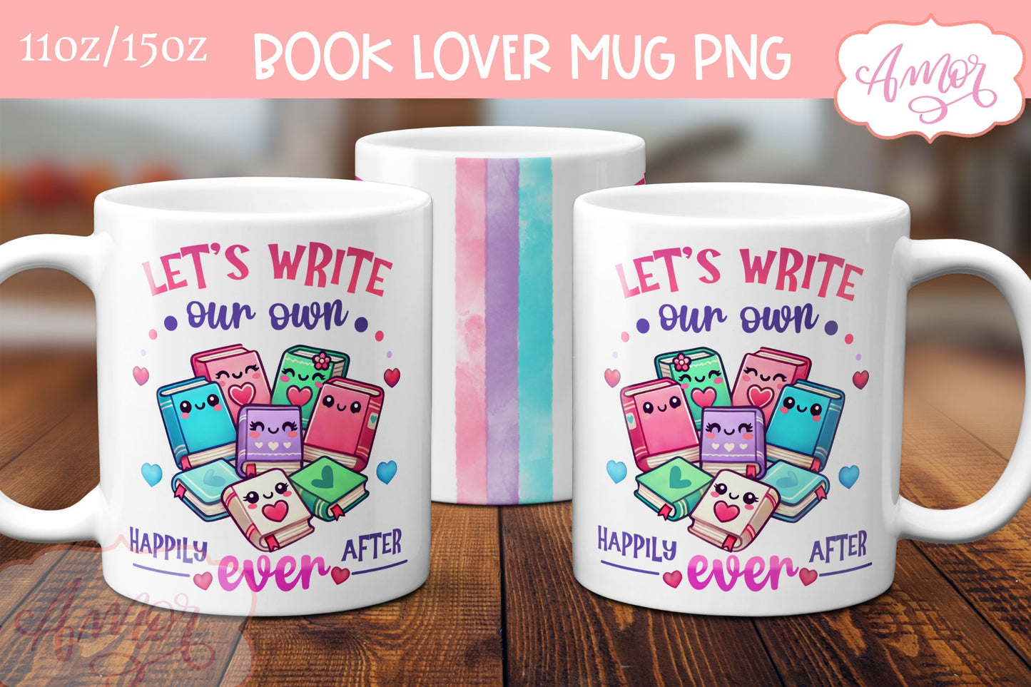 Book lover mug wrap sublimation PNG