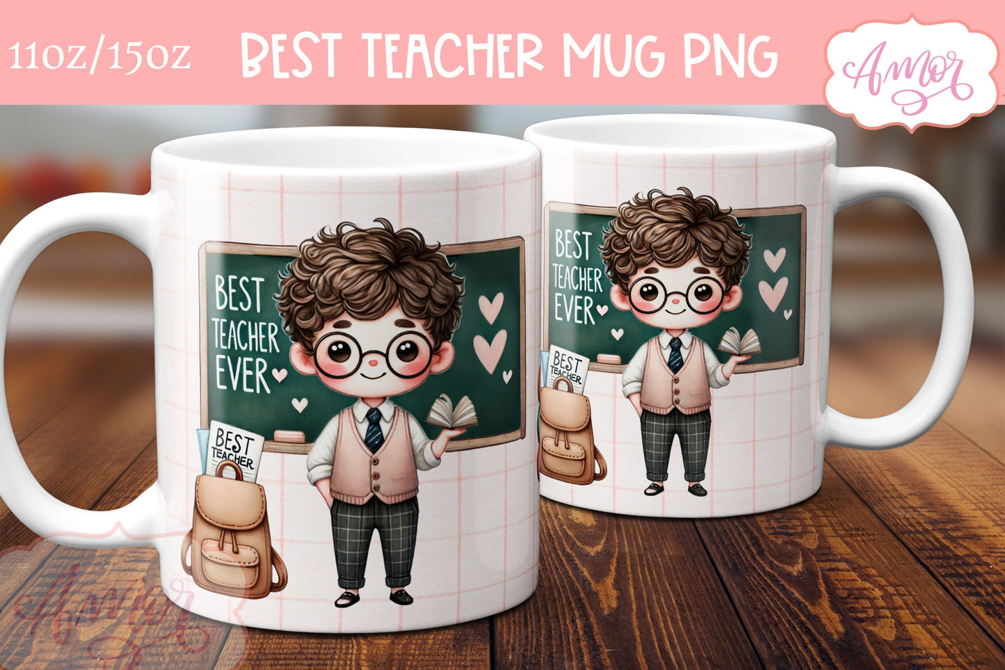 Best Teacher Ever Mug Wrap for Sublimation BUNDLE