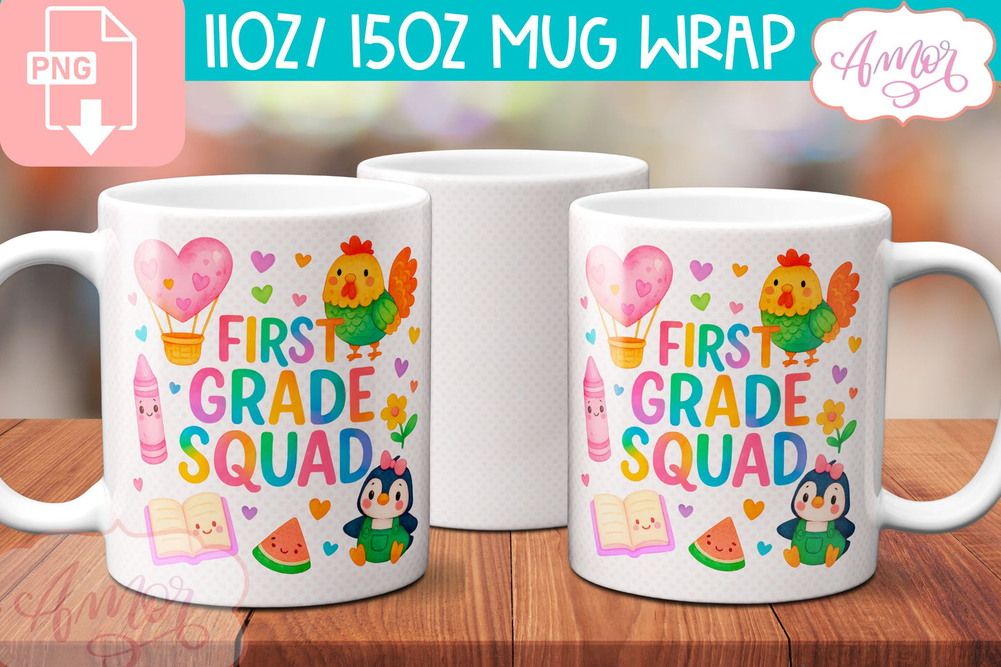BUNDLE Cute Teacher mug Wraps PNG, cute school mugs template