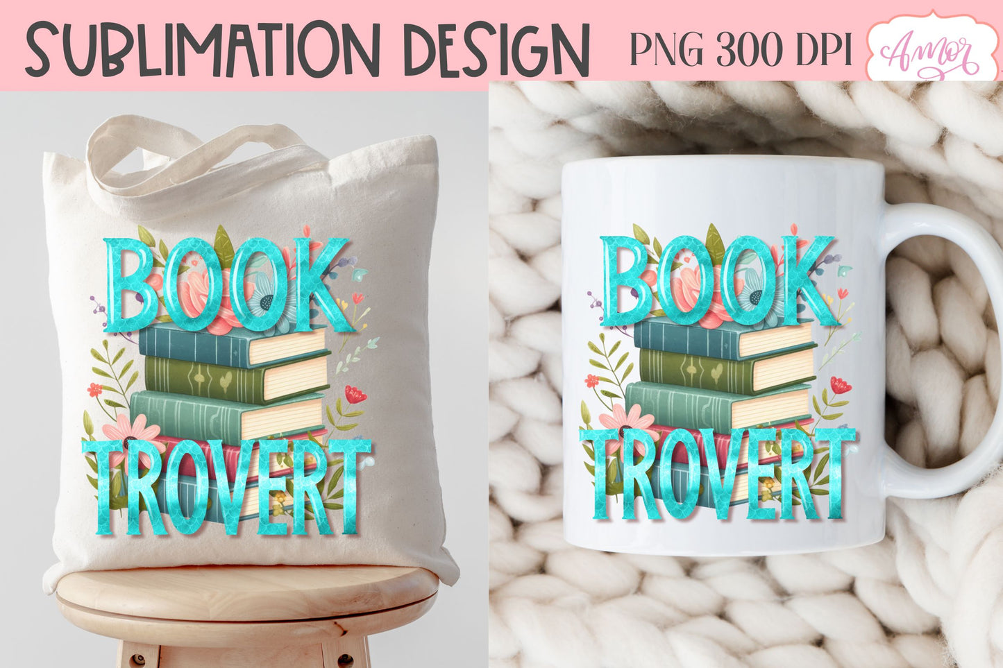Booktrovert sublimation design PNG | Book lover PNG