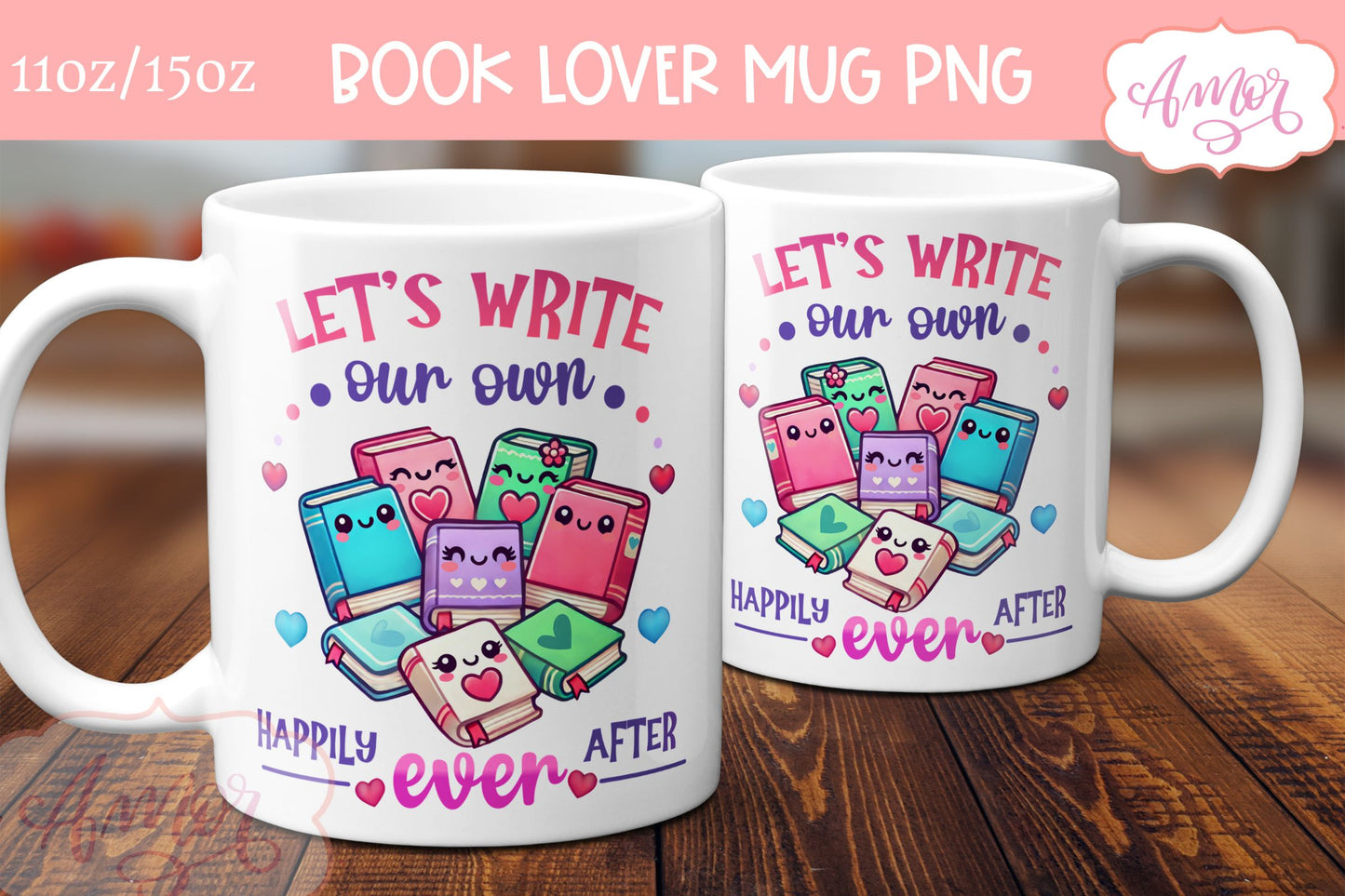 Book lover mug wrap sublimation PNG
