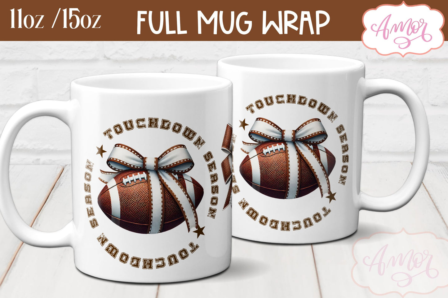 Touchdown season mug wrap sublimation | American Football mug