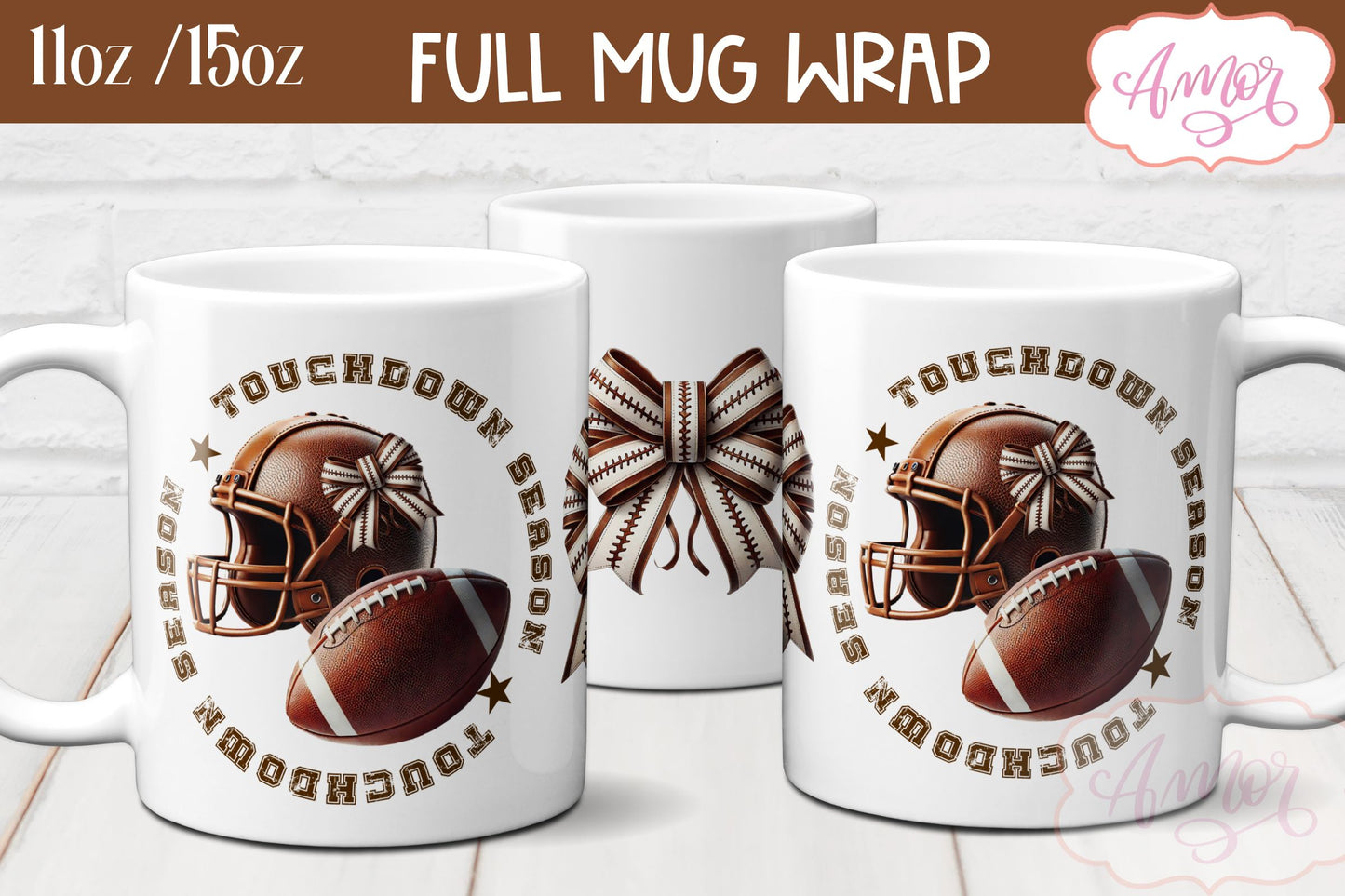 Touchdown season mug wrap sublimation | American Football mug