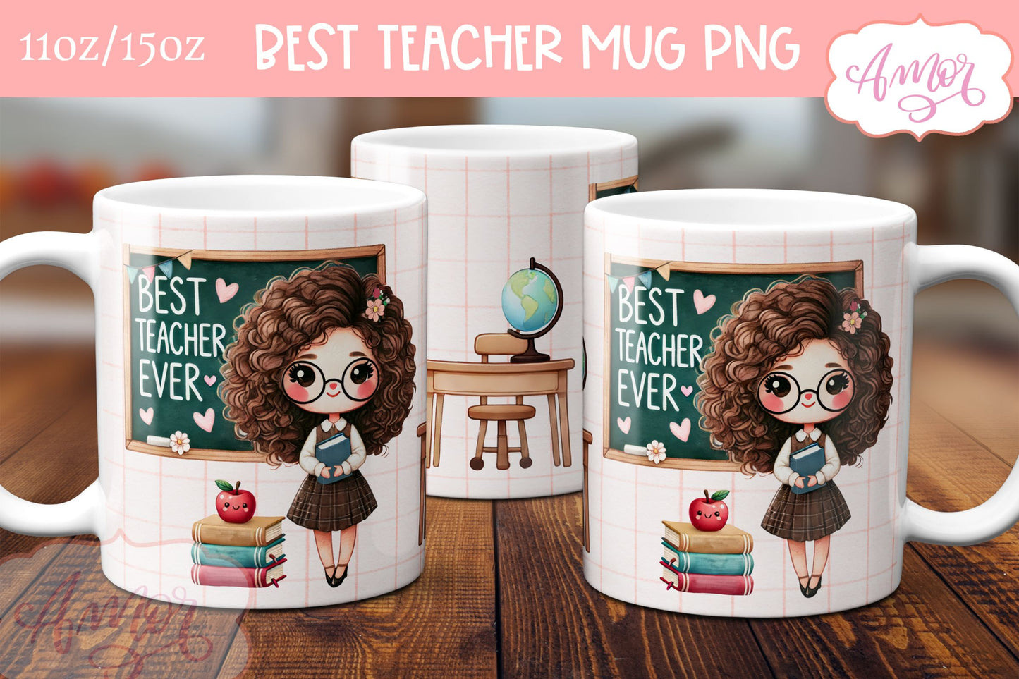 Best Teacher Ever Mug Wrap for Sublimation BUNDLE