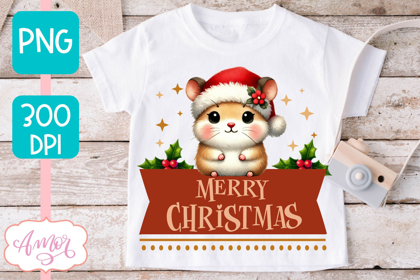 Merry Christmas PNG | Cute Christmas hamster PNG