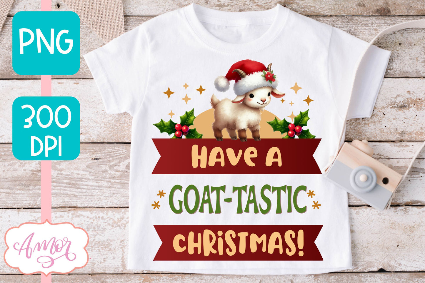 Have a goattastic Christmas PNG | Cute Christmas goat PNG