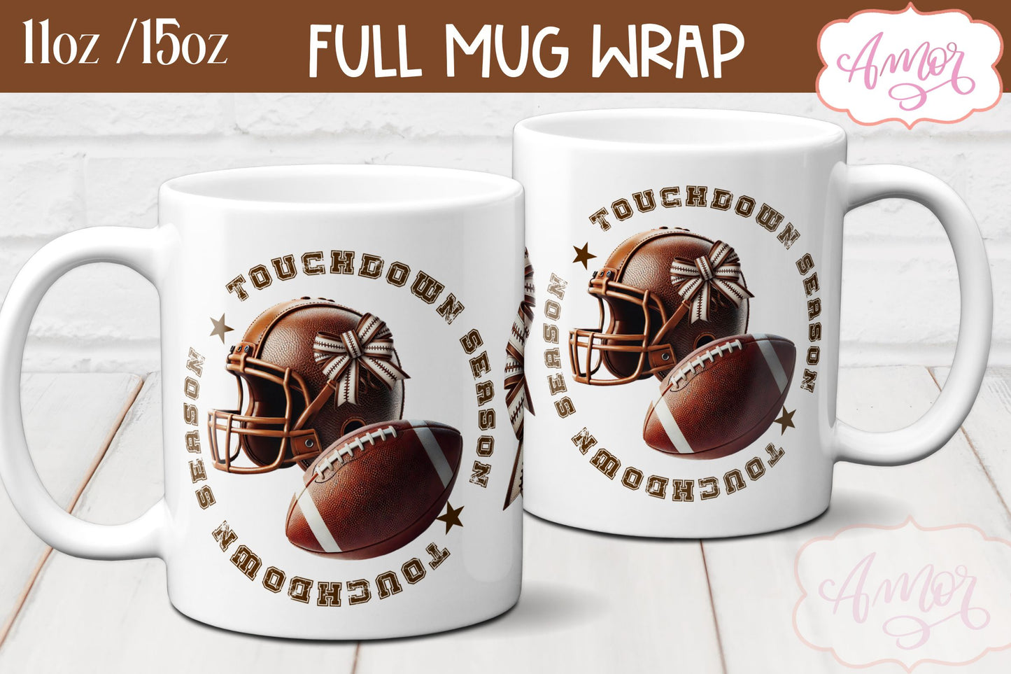 Touchdown season mug wrap sublimation | American Football mug