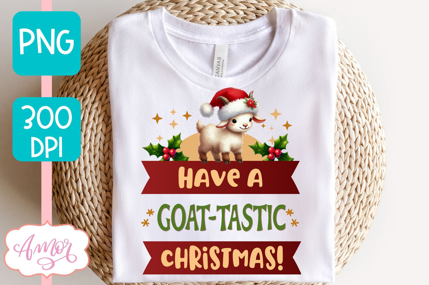 Have a goattastic Christmas PNG | Cute Christmas goat PNG