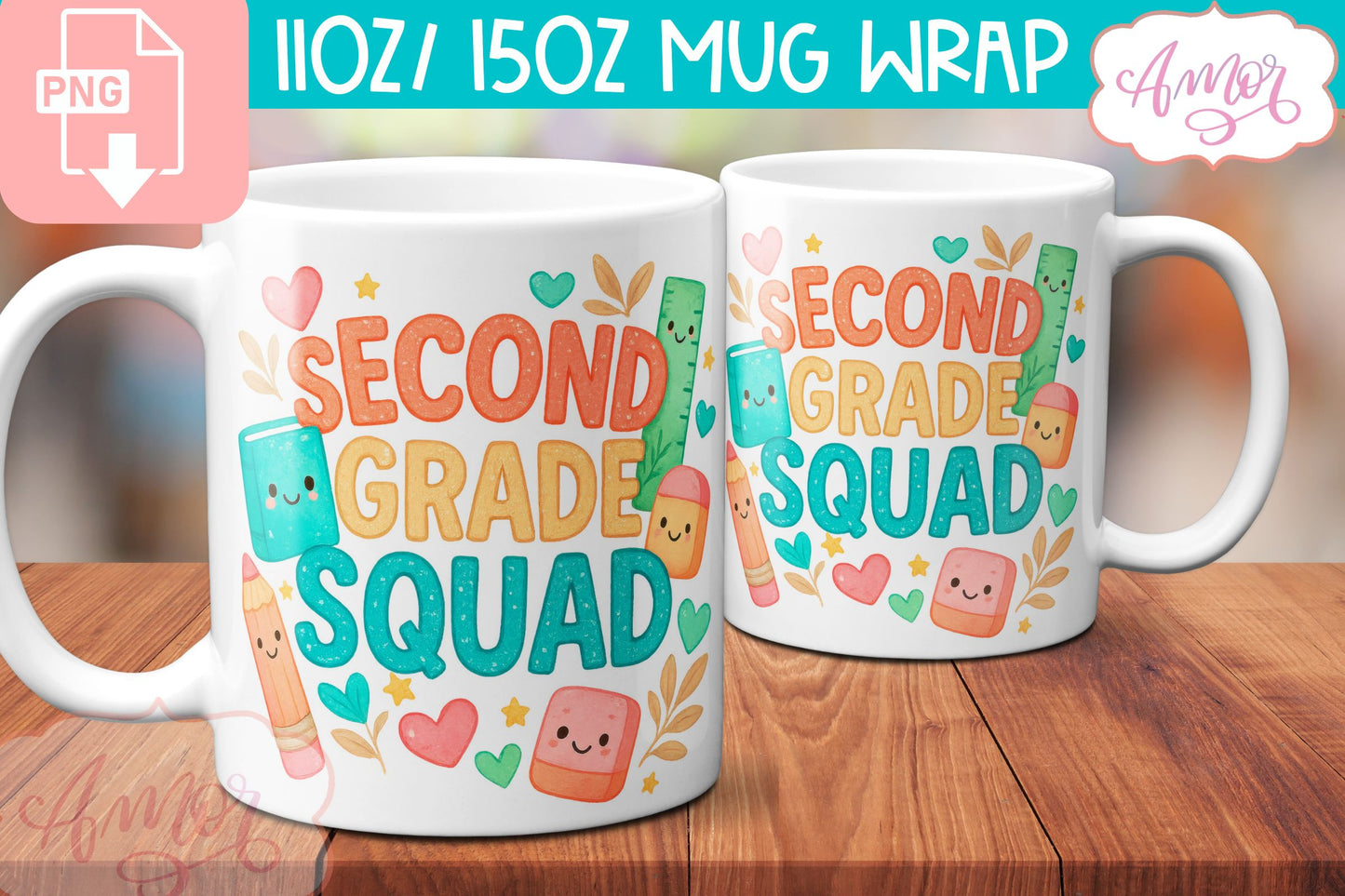 BUNDLE Cute Teacher mug Wraps PNG, cute school mugs template