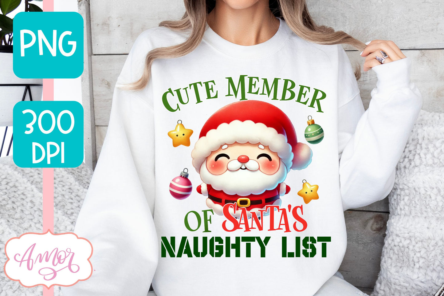 Funny Christmas PNG sublimation | Santa naughty list PNG
