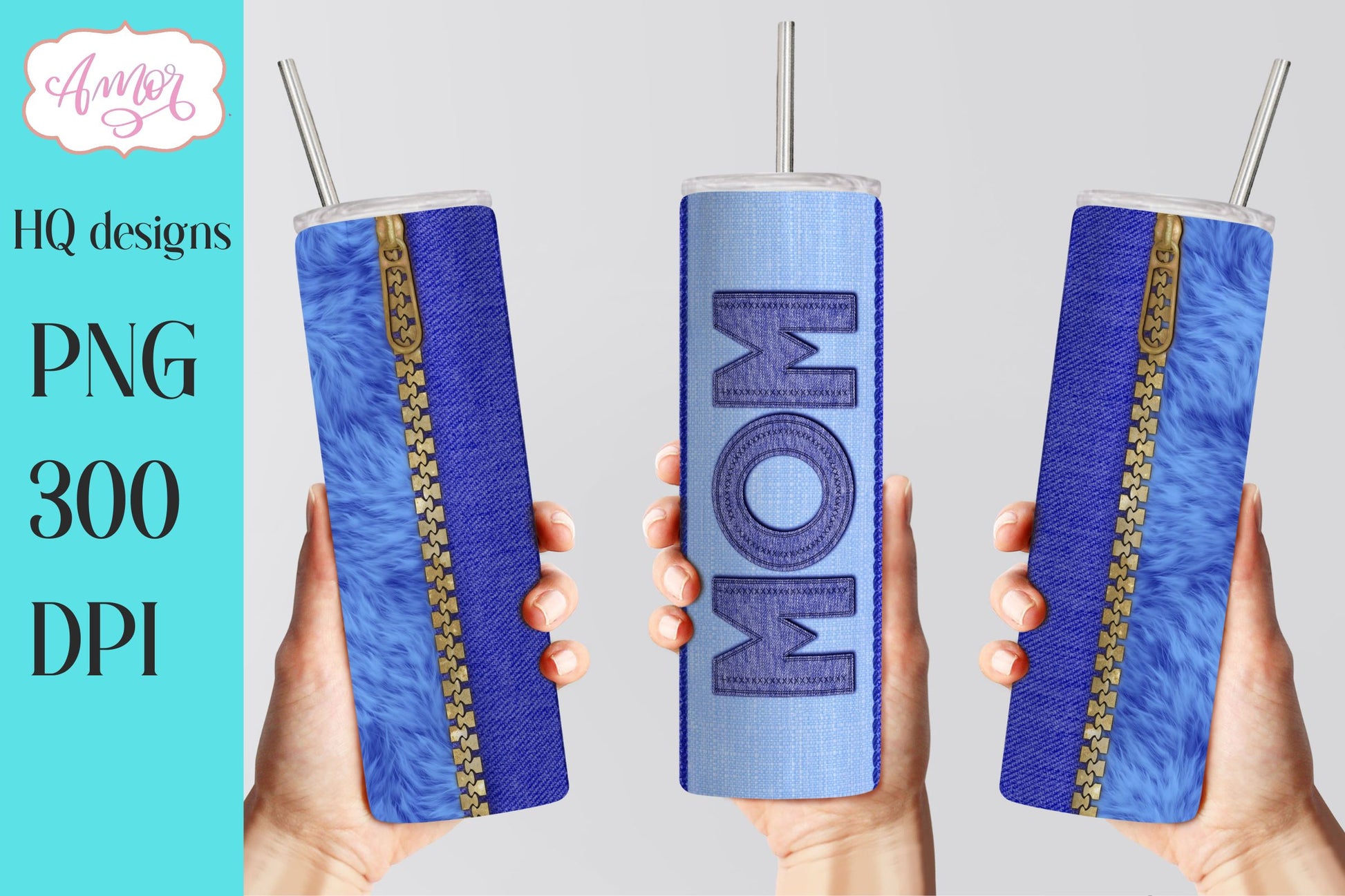 Mom Tumbler wrap PNG for sublimation denim effect
