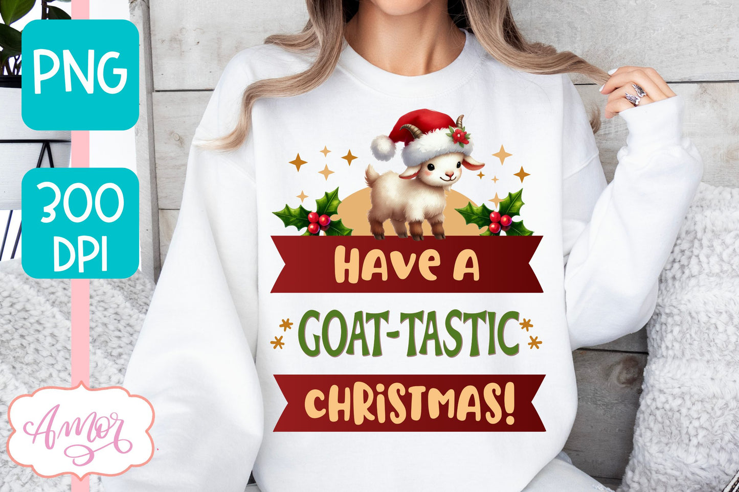 Have a goattastic Christmas PNG | Cute Christmas goat PNG