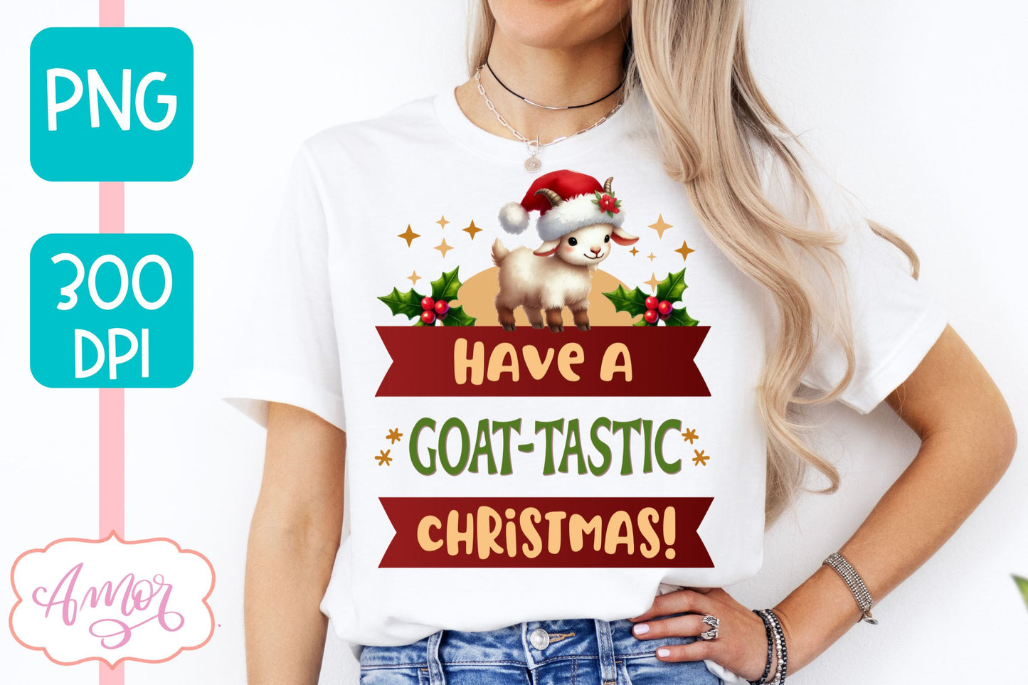 Have a goattastic Christmas PNG | Cute Christmas goat PNG