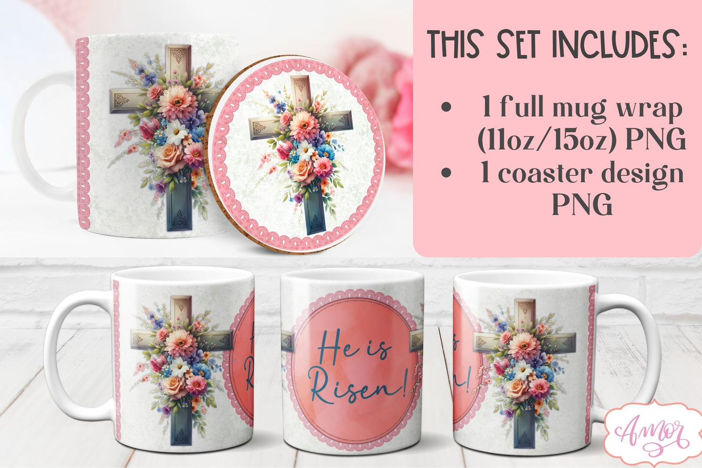 Christian Easter mug Wrap for sublimation for 11oz and 15oz
