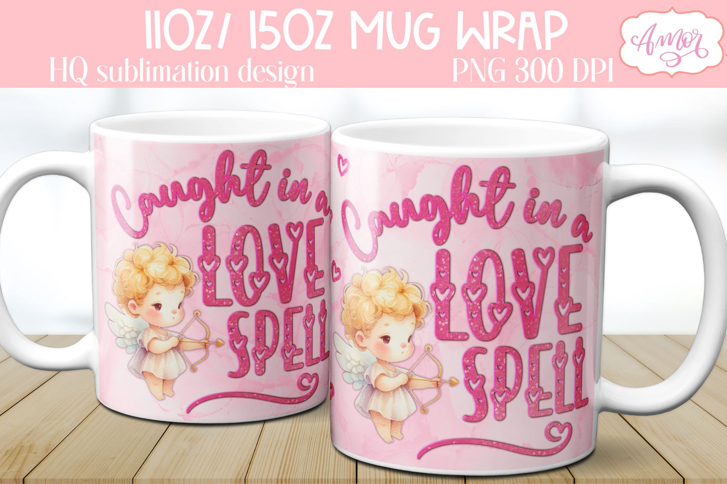 Valentines Mug Wraps for Sublimation Bundle | 6 mug designs