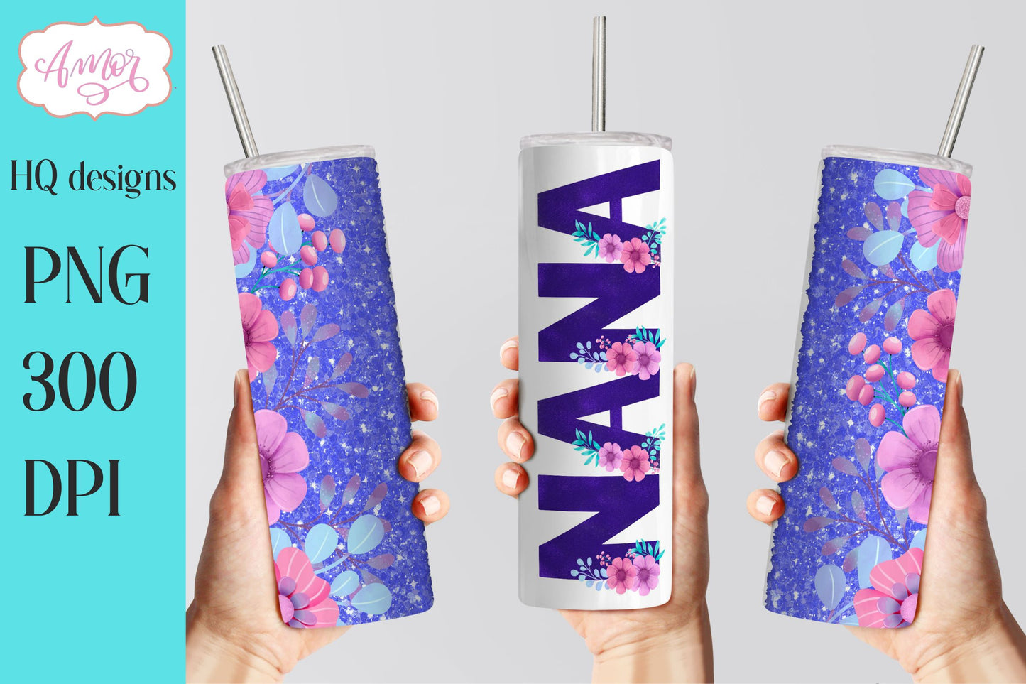 Nana floral template for 20oz tumbler sublimation