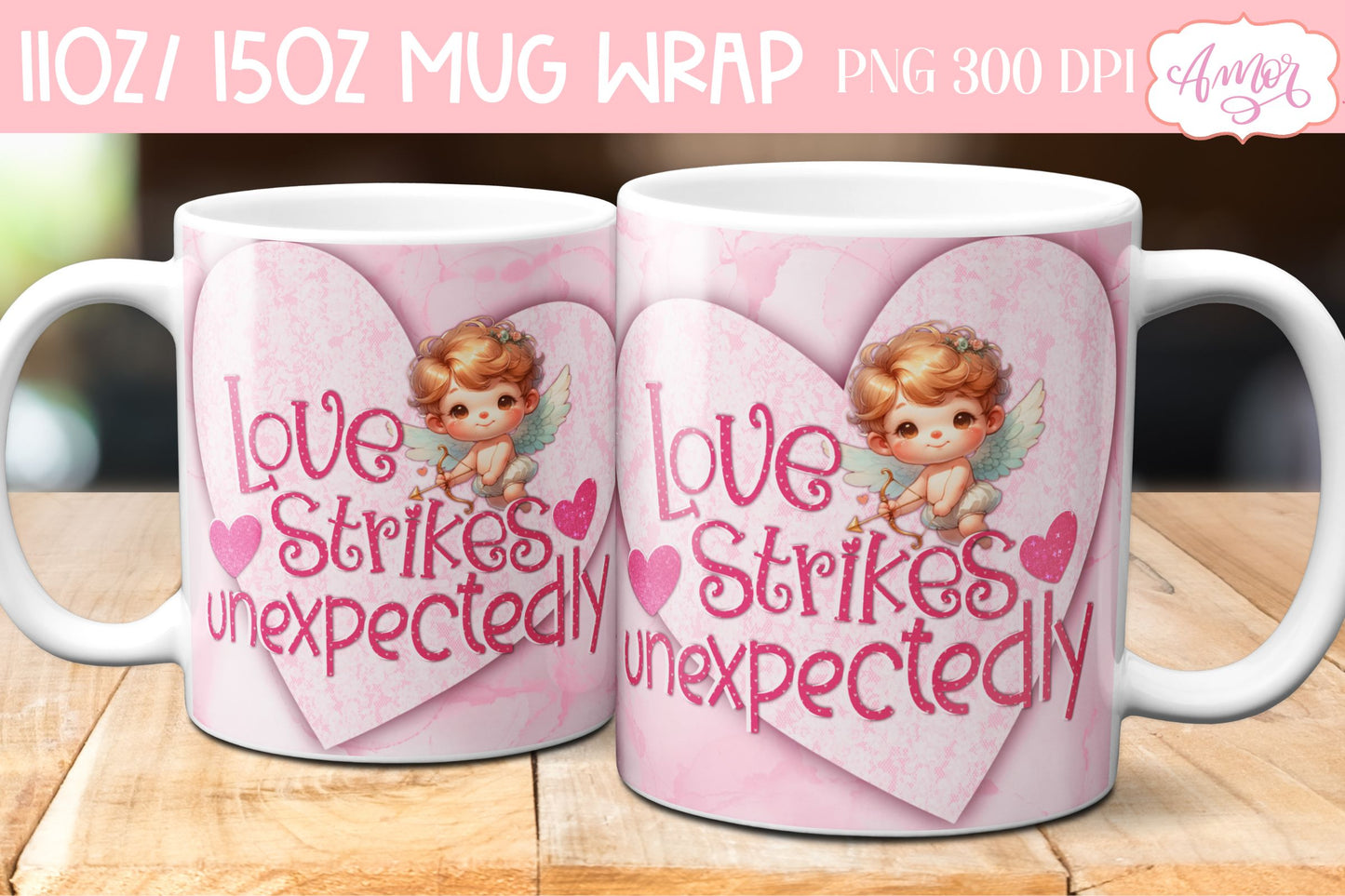Valentines Mug Wraps for Sublimation Bundle | 6 mug designs