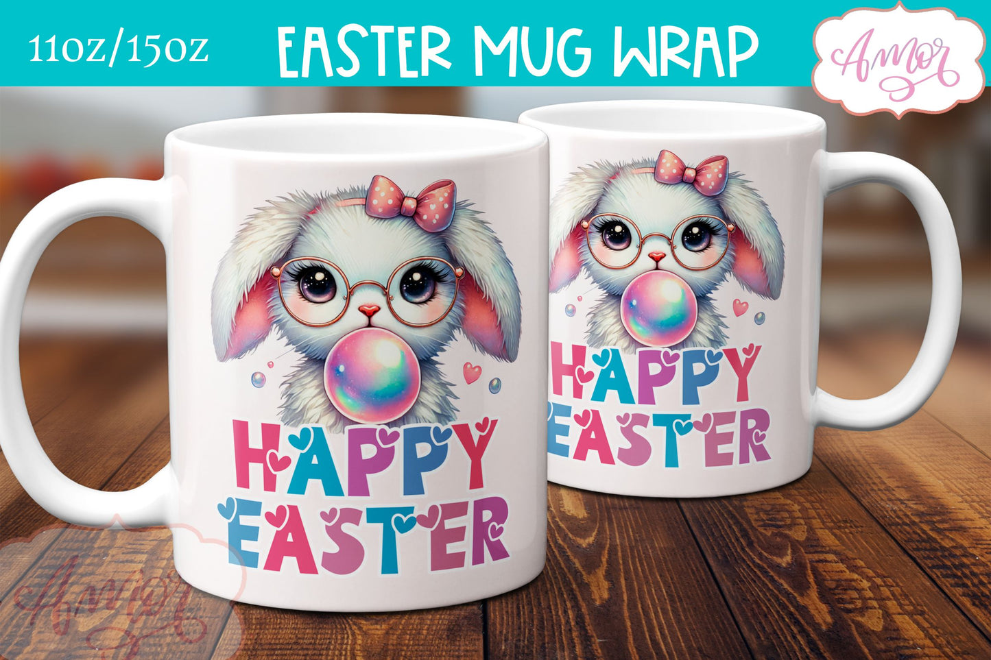 Easter bunny mug sublimation BUNDLE