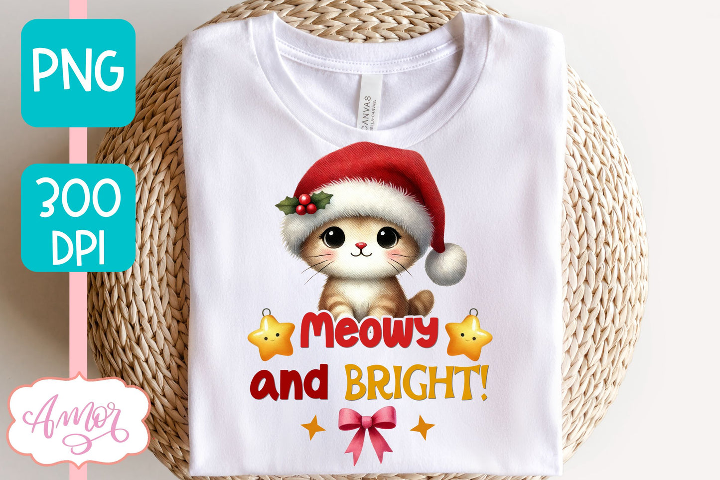 Meowy and bright PNG | Cute Christmas cat PNG