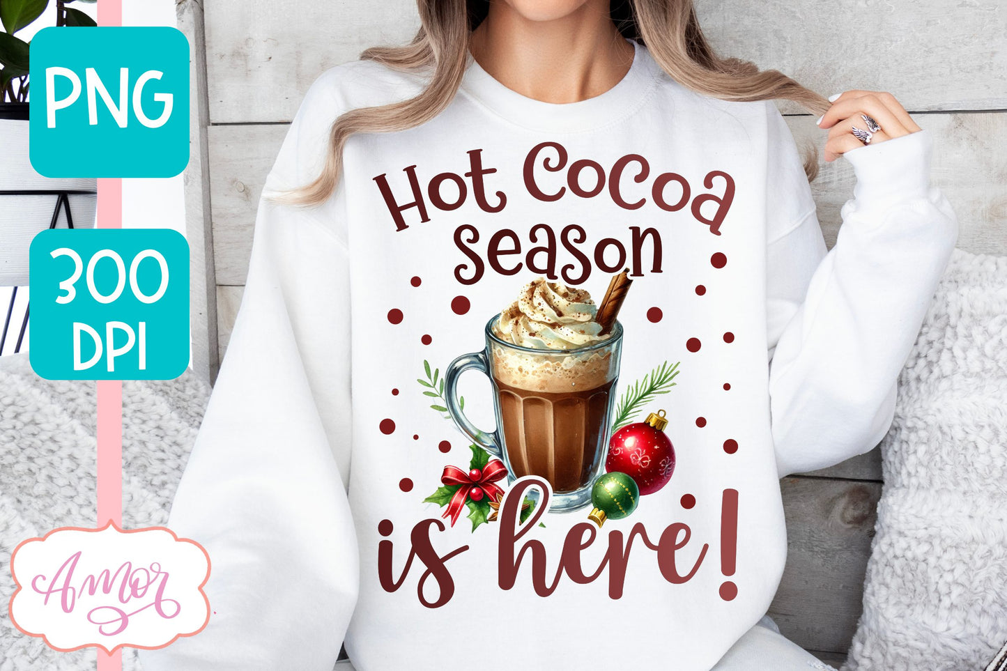 Hot cocoa season sublimation PNG | Christmas cocoa PNG design